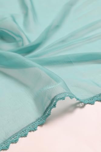Soch Womens Turquoise Blue Chanderi Embroidered Botanical Chikankari Embroidery Salwar Suit