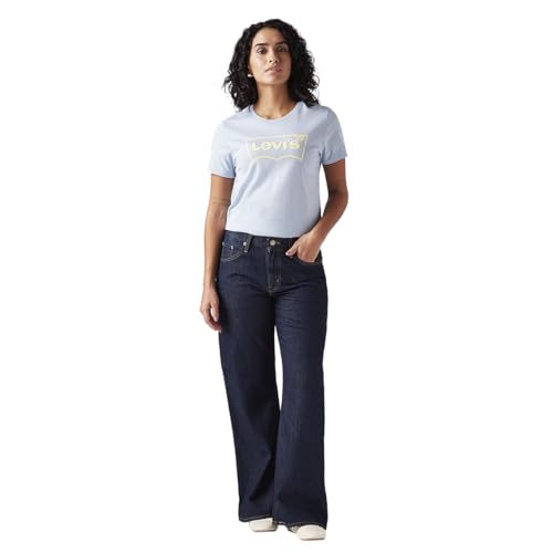 Levi's Women's Dark-Blue Loose Bootcut Fit Mid Rise Jeans