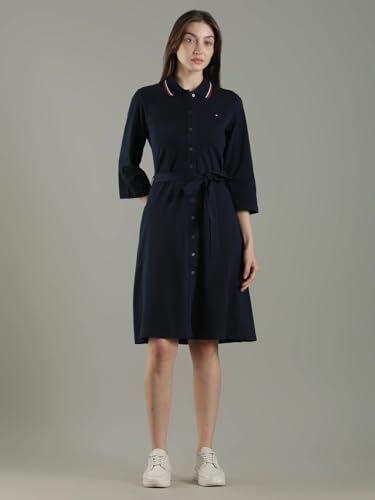 Cotton Polo Collar Shirt Dress