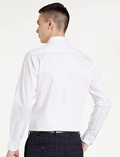 Amazon Brand - Symbol Men's Solid Cotton Formal Shirt | Plain | Full Sleeve - Regular Fit (Available In Plus Size, White_42)