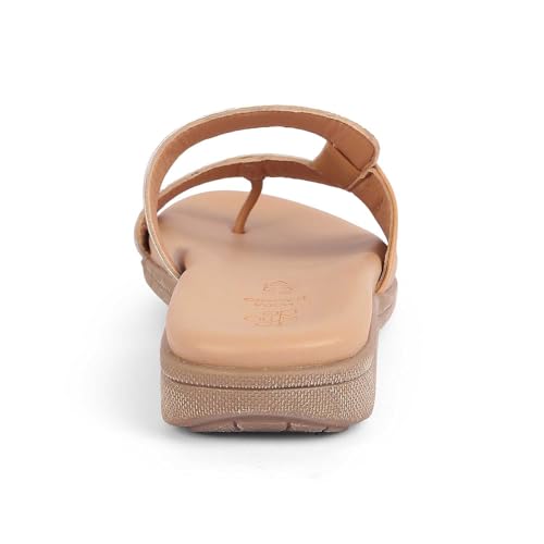 tresmode AFILIA Women's Flats Sandals Beige, 8 UK / 41 EU - Open Toe Ladies Dress Footwear Soft Comfortable