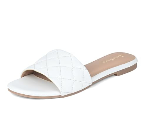 LOUIS STITCH Women’s One strap Flat Sandals | Open Toe White Comfortable Sandal | LSOF-FI02-QS | UK-5