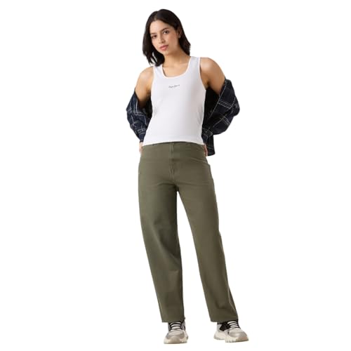 Pepe Jeans Women's Tapered Jeans (PL2050979S648_Military Green