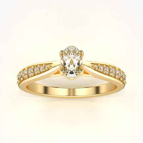 VALANOVA Hallmarked 18K Gold & Certified Lab Grown Diamond 0.48cts | Ring For Women's/Girls | Stylish & Elegant | VGR0465V | Ring Size: 13