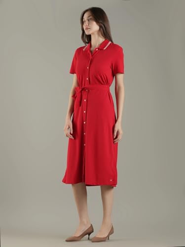 Cotton Polo Collar Shirt Dress