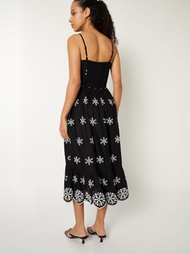 Max Women Embroidered Midi Dress (Black_XL)