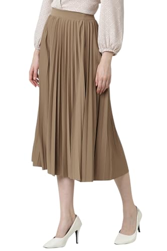 Women Brown Solid Party Skirt