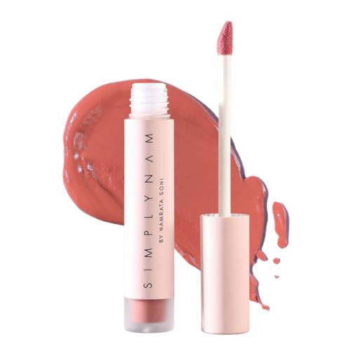 SIMPLYNAM Satin Soft Lip Crème – Dusty Pink | 1 Swipe Full Coverage | Hydrating, Creamy Matte Finish | 16 Hour Stay | Transfer-Proof & Smudge-Proof | Infused with Peptides & Squalane | Vegan (Dolly, 5 ML)