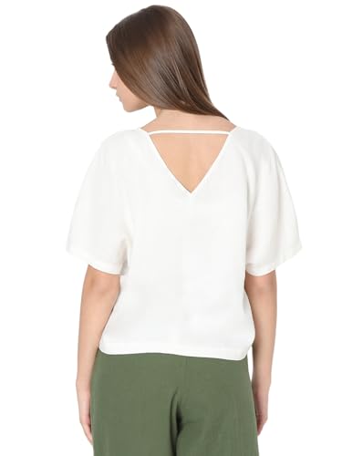 VERO MODA Women's Solid Regular Fit T-Shirt (Cloud Dancer) - SaumyasStore