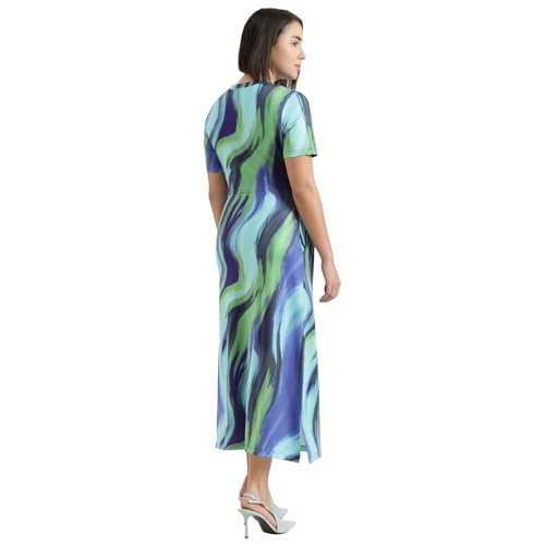 United Colors of Benetton Round Neck Swirl Print Dress (Size : XS) - 26P3099W3950I902 Multicolour