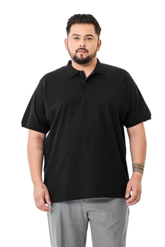 SNITCH Men Polo Plus Size T-Shirt | Solid Pattern with Buttoned Closure | Breathable & Stretchable Cotton Elastane Fabric | Casual Wear for Everyday Comfort | Black