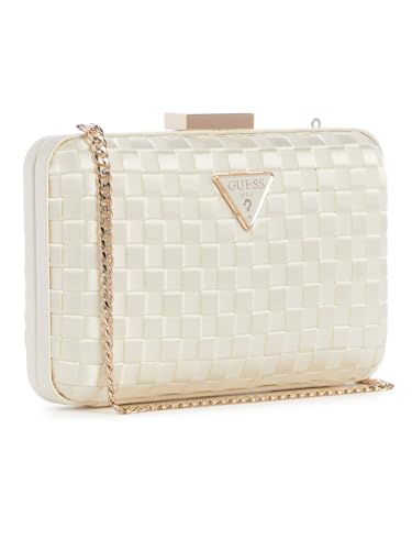 Guess Ivory Textured Push Lock Twiller Minaudiere Clutch