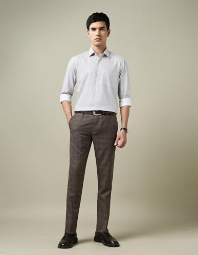 Arrow Men's Checked Twill 1851 Trousers (ARAKTR2190_Brown_38)