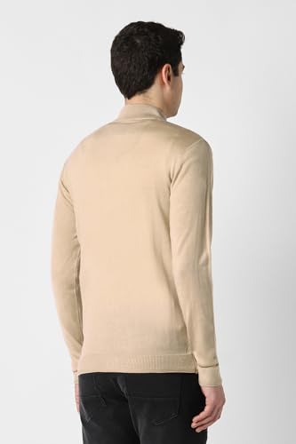 Men Beige Textured Sweater