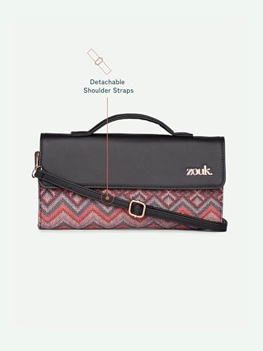 ZOUK Rhea Kapoor Clutch for Women | Crossbody Bag with Detachable Strap | Elegant Flap Closure Evening Clutch | Party & Evening Purse | Gwalior Weaves