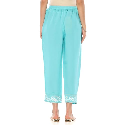 Rangriti Women's Regular 1 Palazzo (SHMRYJMDNI19558AW24AQU_Aqua