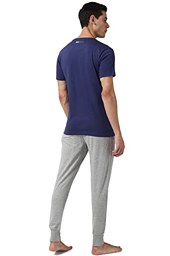 Peter England Men Navy Graphic Print Casual T-Shirt and Joggers