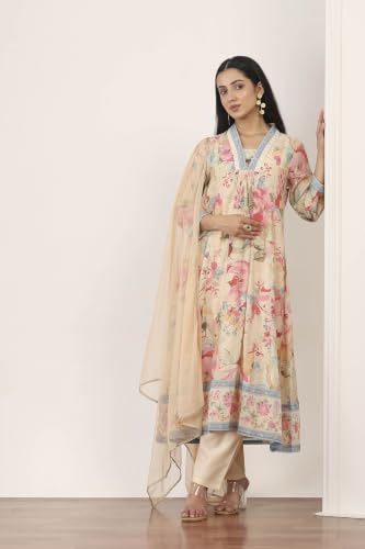 Rangriti Viscose Polyester Printed Kalidar Festive Kurta With Salwar And Dupatta