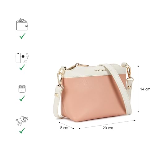 Fastrack Off Duty Sling Bag for Women | Small Size with Top Zip Closure, Detachable & Adjustable Sling Belt & Inner Access Pockets | Trendy Everyday Sling Bag