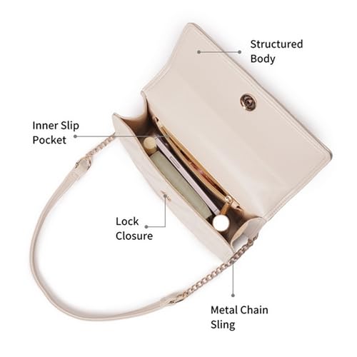 Fastrack Casual Sling Bag with Magnet Button Closure for Girls, Small Size with Internal Organiser, Handheld Design and Metal Chain Sling