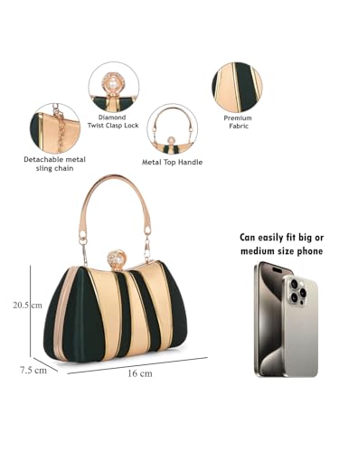 TOOBA Women's Green Handicraft Beautiful Bling Box Clutch Bag for Wedding, Gifts Friends & Family