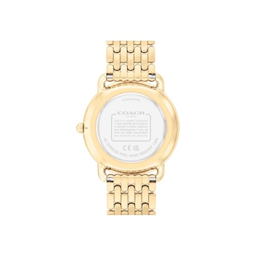 Coach Elliot Qtz Basic Chalk Round Dial Women's Watch|Ionic Plated Thin Gold Steel Material|Gold Color Band - 14504517