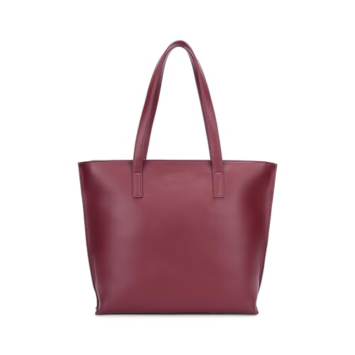Fastrack Carrycore Tote | Cherry Red Faux-Leather Women's Bag | Spacious Tote Bag with Zipper Closure & Utility Pockets For Daily Carry | Eligible For 14" Laptop
