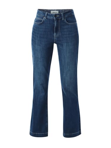 ONLY Women's Solid Flared Mid-Rise Blue Jeans