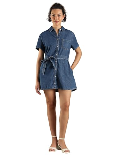 Cotton Spread Collar Shirt Dress
