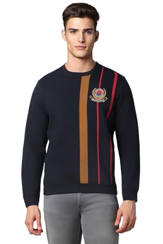 Louis Philippe Men Casual Navy Print Sweatshirt