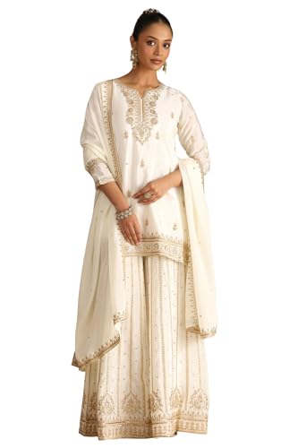 Soch Women's Chinon Salwar Suit Set (OWS5CD21900_Off White