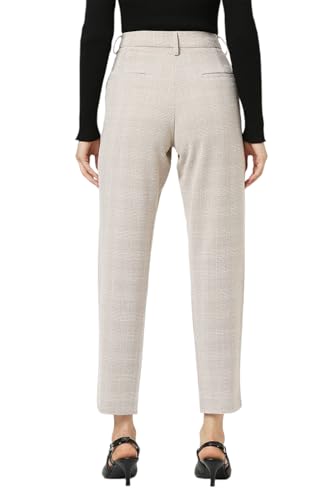 Van Heusen Women Beige Check Formal Regular Fit Trousers