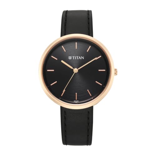 Titan NEO 12 Quartz 3 Hands Round Black Dial, Black Strap Watch for Women - 2784WL02