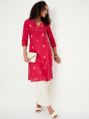 Max Women's Cotton Regular Kurta (PEPKFE24SE_Pink