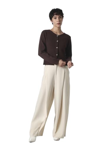 ONLY Women's Solid Regular Fit Dark Brown Sweater