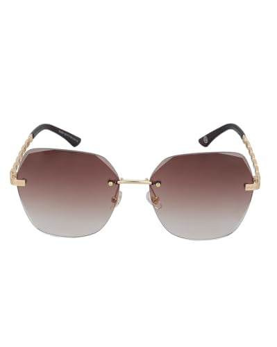 Carlton London Premium Gold with Brown Toned & UV Protected Lens Oversized Sunglass for women - SaumyasStore