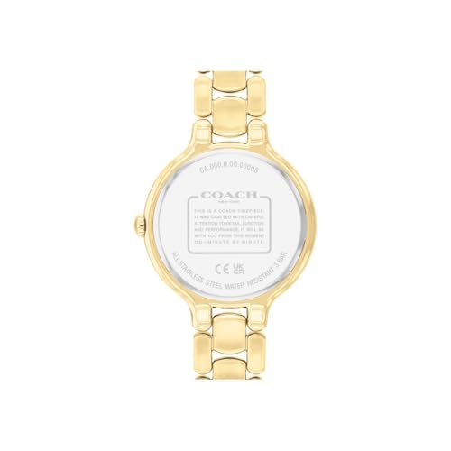 Coach Chelsea Qtz Basic Blue Round Dial Women's Watch|Ionic Plated Thin Gold Steel Material|Gold Color Band - 14504500