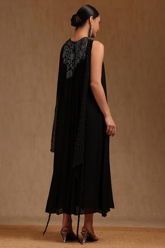 Soch Womens Black Chinon Dress with Mukaish