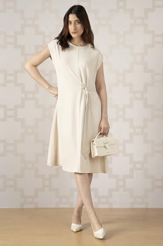 Van Heusen Women's Polyester Modern Calf Length Dress (VWDRFRGF370828_Beige