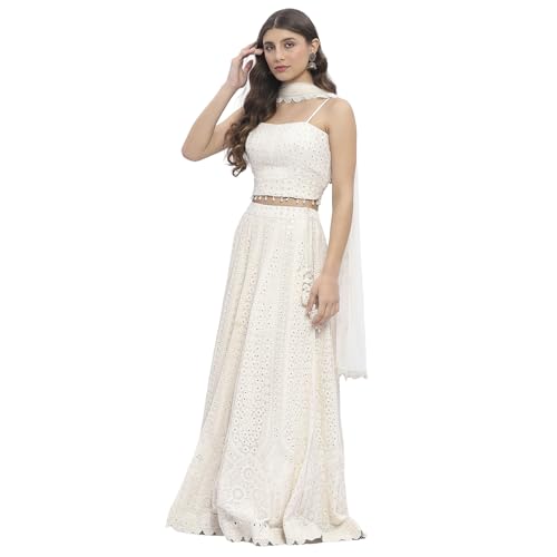 Biba Women Ivory Georgette Lehenga Set_40