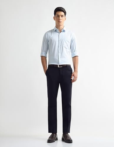 Arrow Men's Textured Super Slim Fit Trousers (ARAKTR2040_Blue_30)