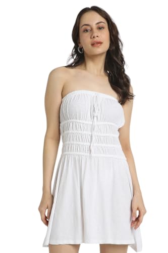 American Eagle Sunchaser Knit Strapless Smocked Bodice Mini Dress