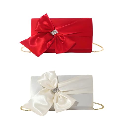 CALANDIS™ Bow Clutch Purse Women Evening Bag Crossbody Bag for Prom Graduation Banquet Red | Womens Handbags & Bags