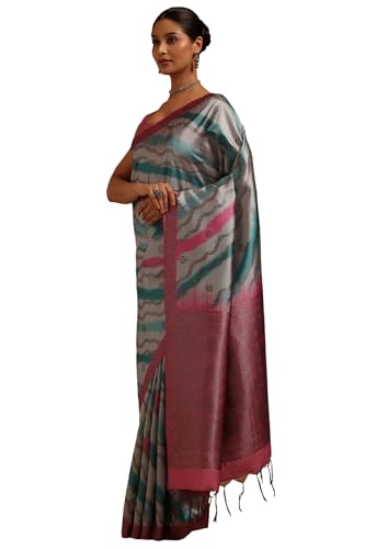 Soch Womens Onion Pink Tussar Woven Design Saree