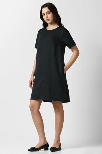 Van Heusen Women's Polyester Modern Above The Knee Dress (VWDRFRGFE55904_Black