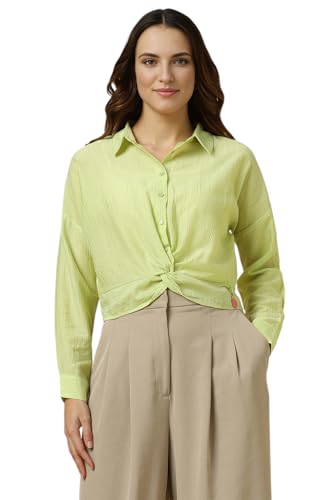 Allen Solly Women Green Textured Long Sleeves Shirt
