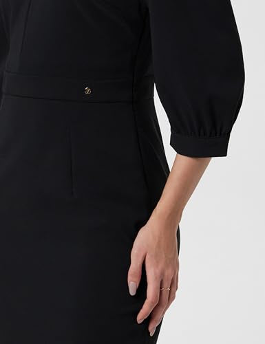 Women Black Solid Knee Length Formal Dress