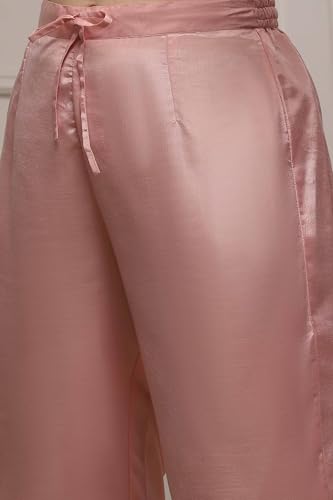 Biba Women Pink Chanderi Blend Printed Embroidered Unstitched Suit Set_FREE SIZE