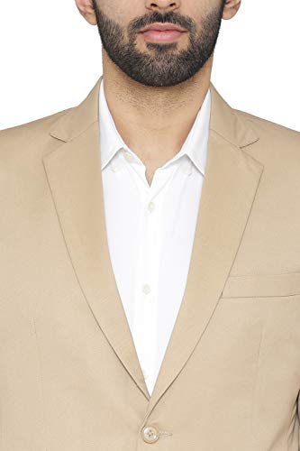 WINTAGE Men's Polyester Cotton and Evening 2 Pc Suit : Beige