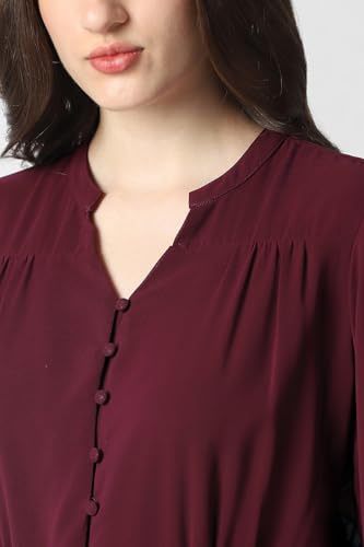 Women Maroon Solid Party Dress